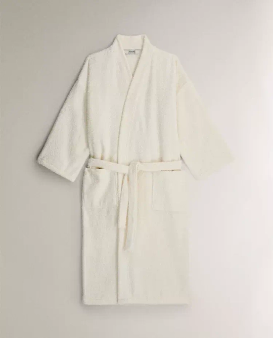 ZARA HOME ХЛОПКОВЫЙ ХАЛАТ, СЛОНОВАЯ КОСТЬ