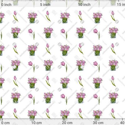 букет розовых тюльпанов в вазе акварелью на белом фоне by Katkova 732 DPI