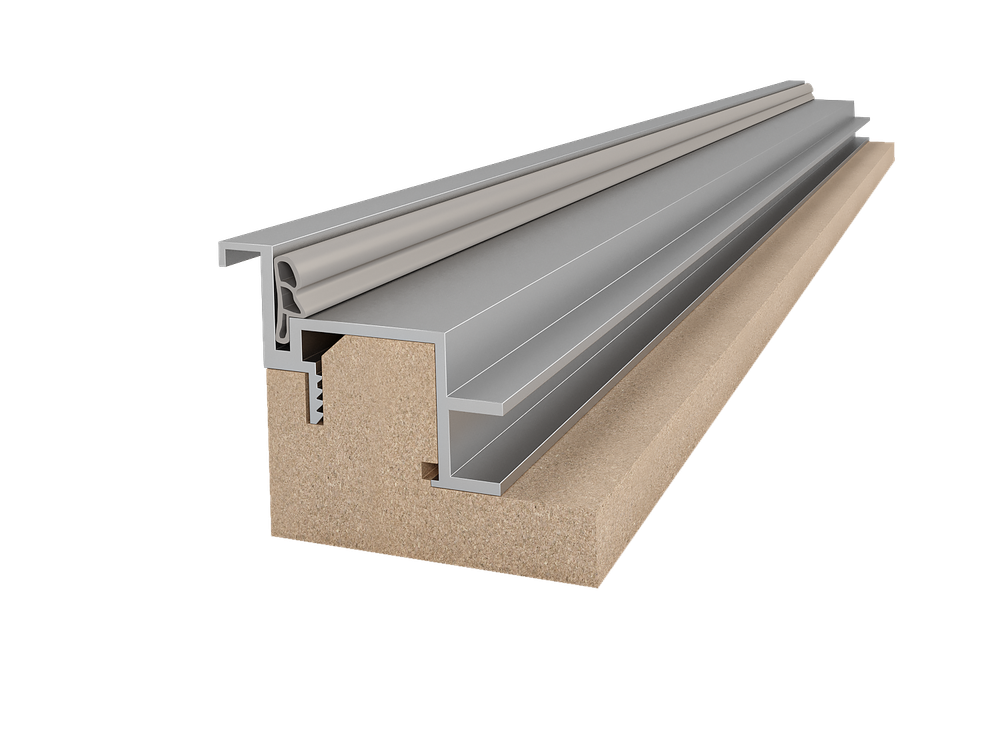 Коробка с уплотнителем Filomuro ALU Revers с врезкой под петли AGB Eclipse 3.0 / Armadillo U3D3000 и ответную планку, притвор 43мм, для полотна 2000-2300 мм (2,5шт.)