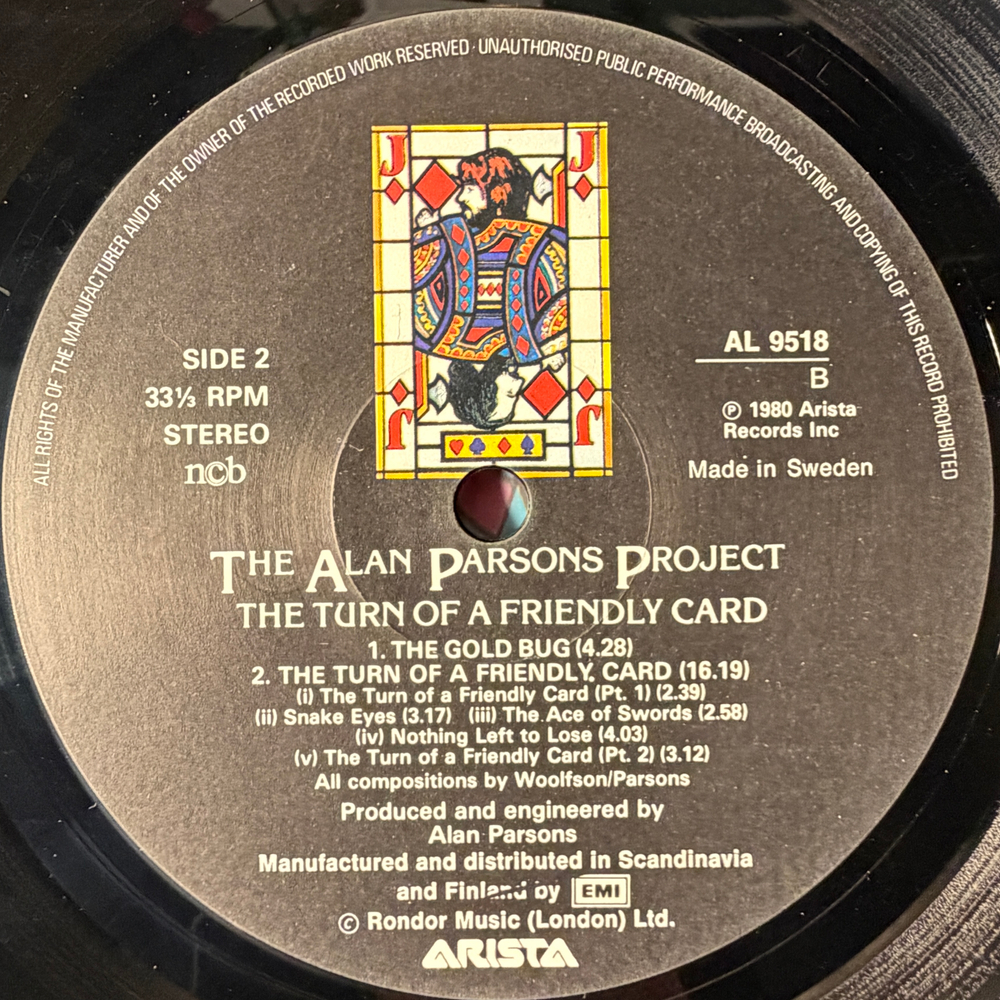 The Alan Parsons Project ‎– The Turn Of A Friendly Card (Швеция 1980г.)