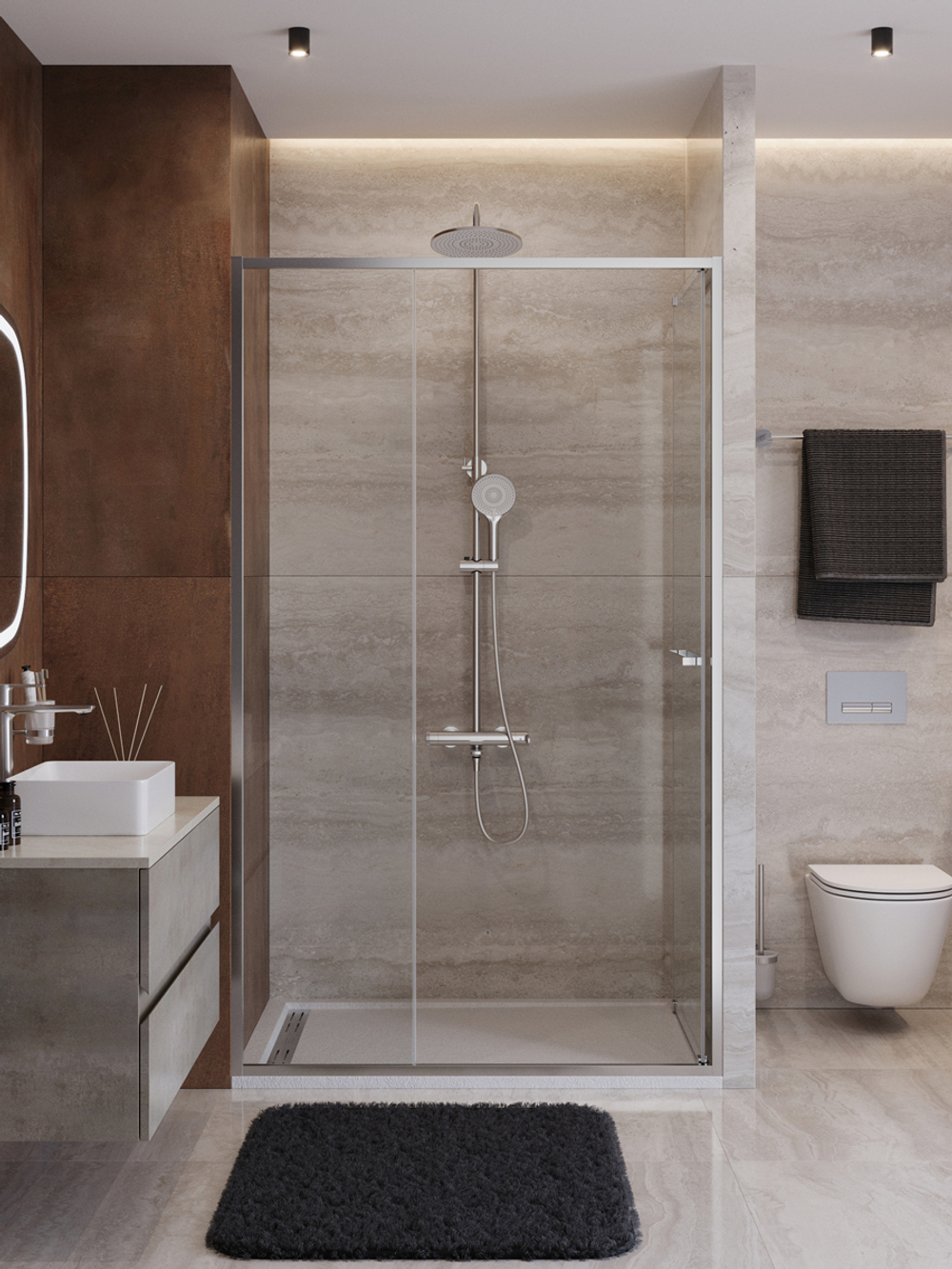 Душевая дверь Cezares LUX-B-FS-11-120-C-CR, 120х195, профиль хром, стекло прозрачное