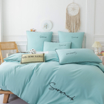 Комплект постельного белья Однотонный Сатин Вышивка на резинке CHR024