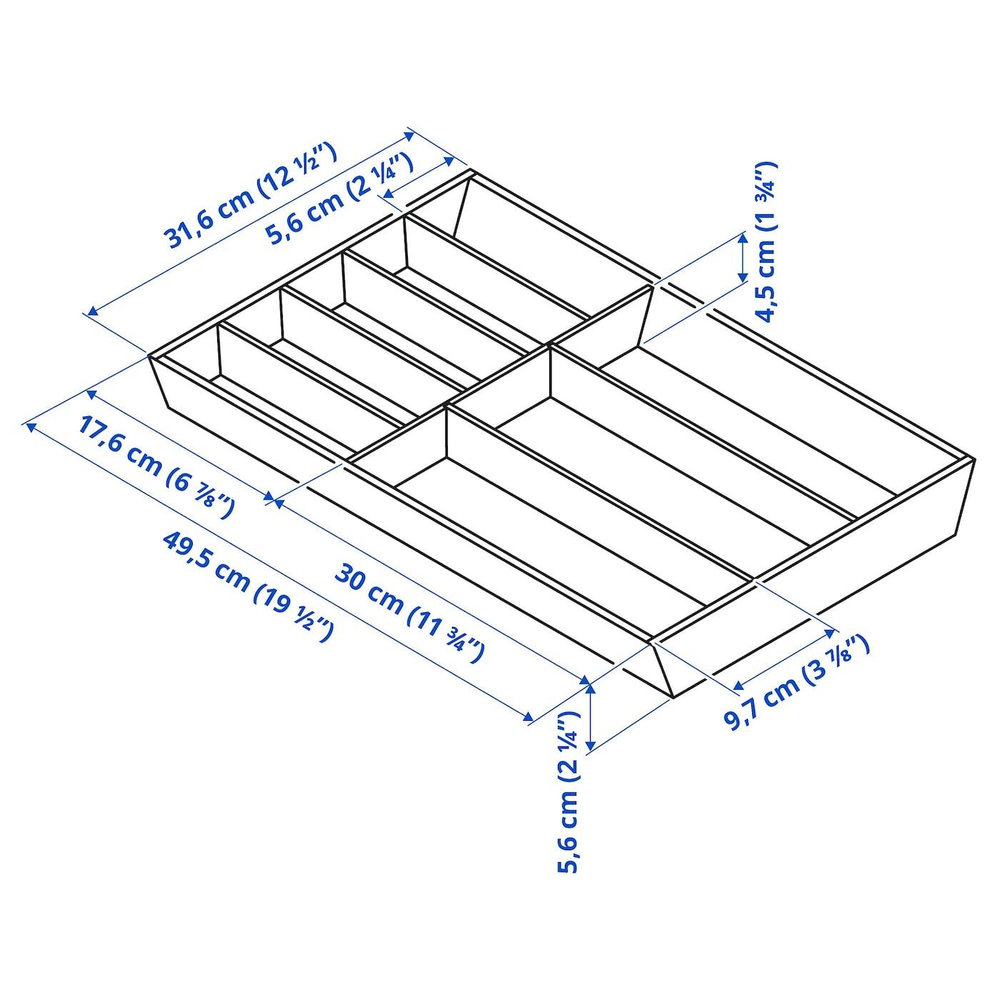 IKEA UPPDATERA  (ИКЕА УППДАТЕРА)  -  Лоток для столовых приборов, светлый бамбук, 32x50 см