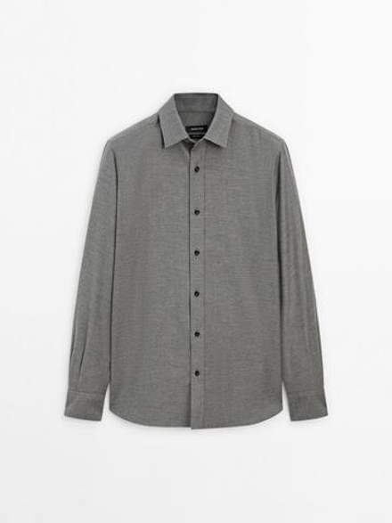 Massimo Dutti Рубашка из 100% хлопкового твила, серый