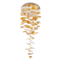 Люстра Cloyd KUSTO C12 / выс. 230 см - хром - янтарное стекло (арт.11331)