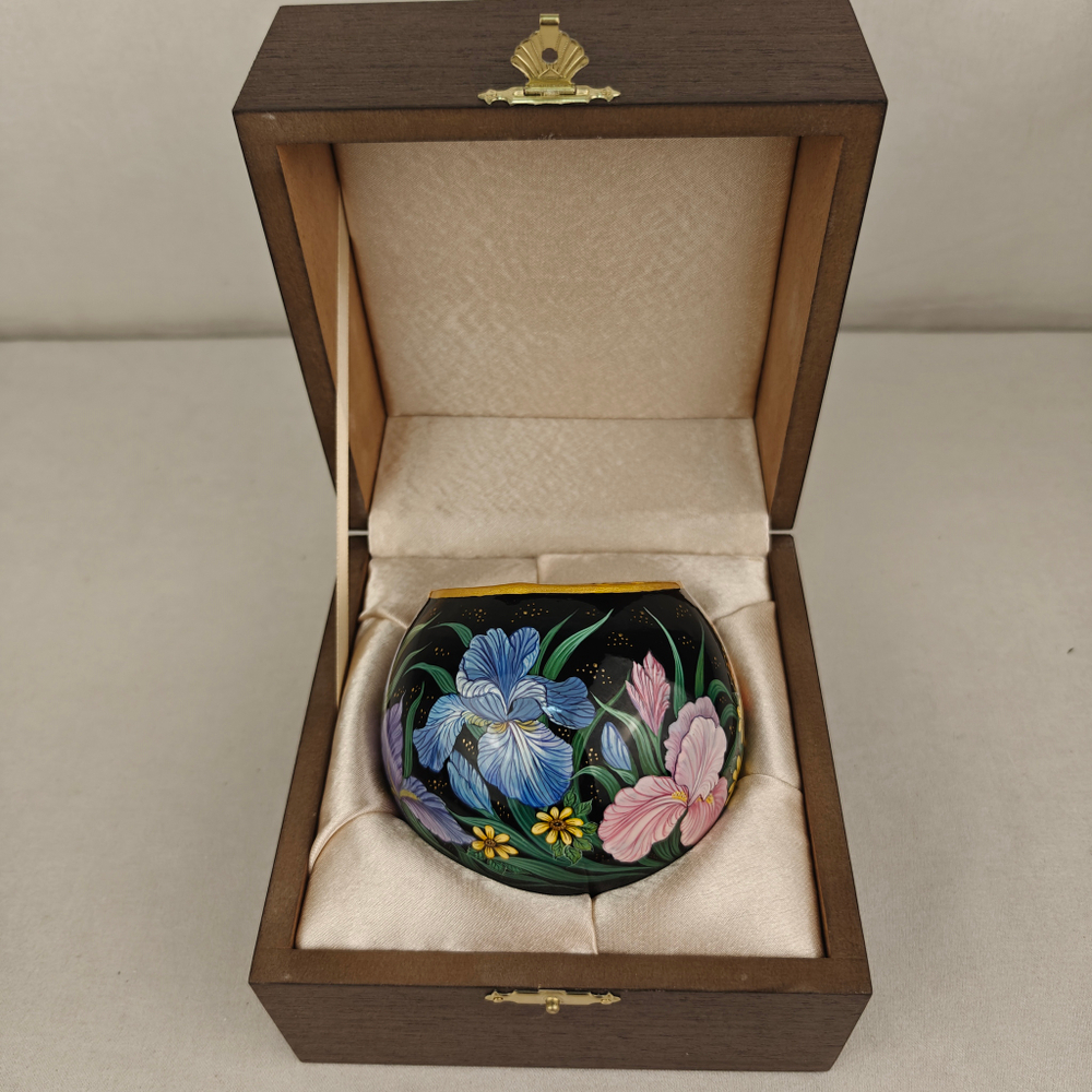 Вазочка с ручной росписью Палех "Ирисы"