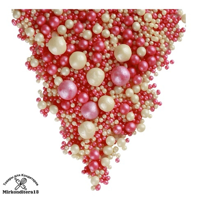 Шарики рисовые «Жемчуг розовый белый» микс 50 гр