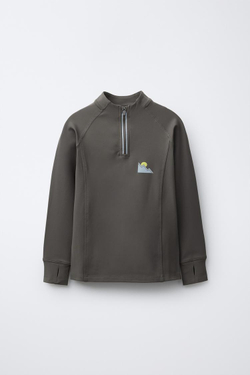 ZARA ТЕРМОФУТБОЛКА С ДЛИННЫМИ РУКАВАМИ НА МОЛНИИ, СЕРЫЙ