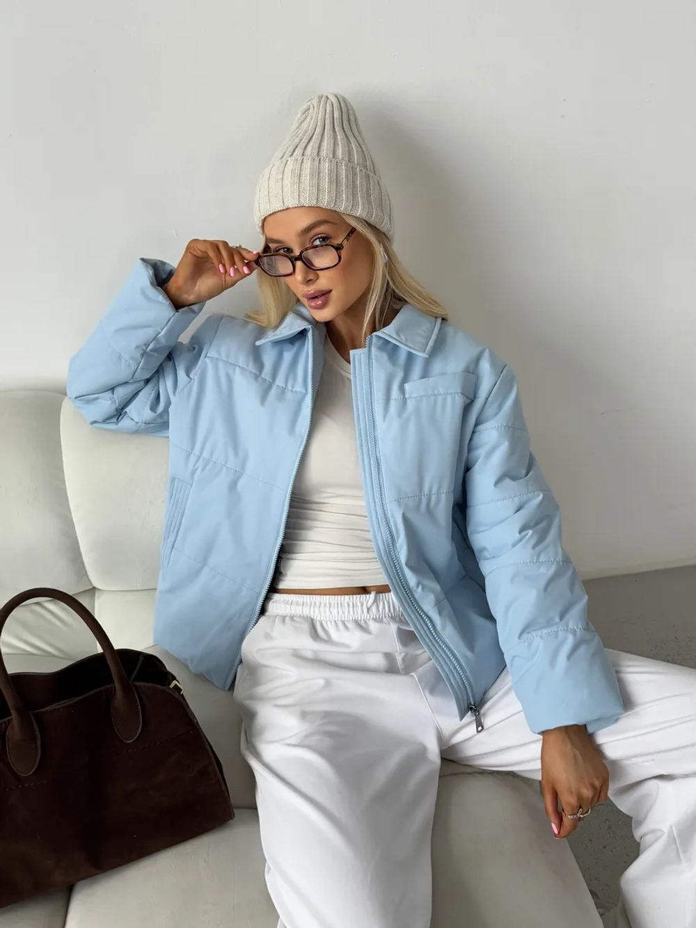 Куртка осенняя с отложным воротником