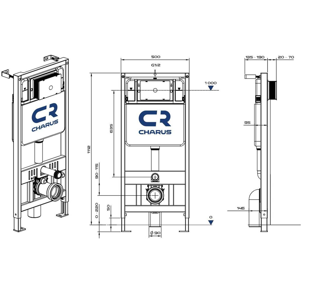 Инсталляция для подвесного унитаза CHARUS CC.300.80.01
