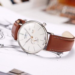 ZEPPELIN Roman Collection Quartz Movement Unisex Watch 41mm White Dial Stainless Steel Case Leather Strap
