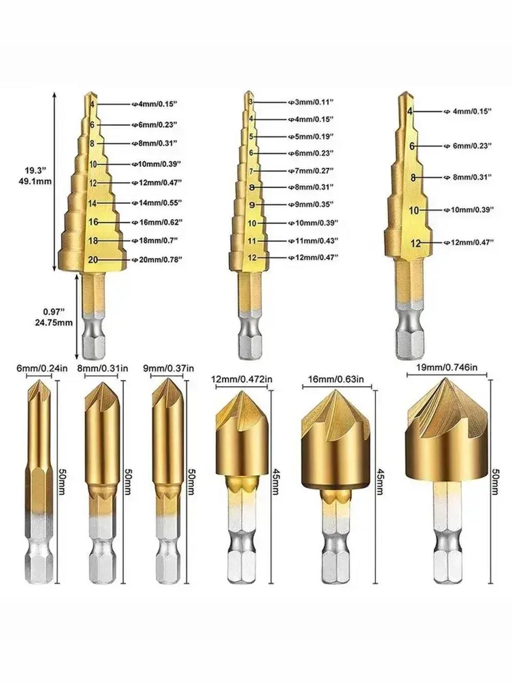 Набор сверл из 11 частей, сверло ступенчатое по металлу