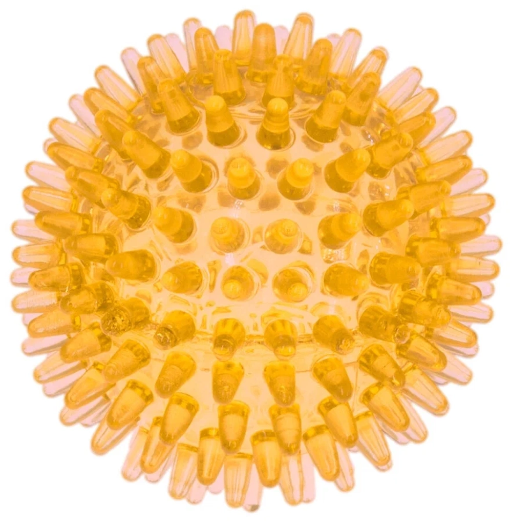 ZOOONE Игрушка для собак "Мяч массажный прозрачный Crystal", ПВХ, 6 см, желтый