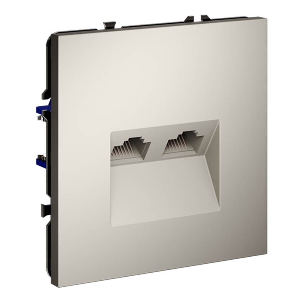 Розетка компьютерная встраиваемая VOLTUM S70 двойная RJ45+RJ45 кат.6, (кашемир)