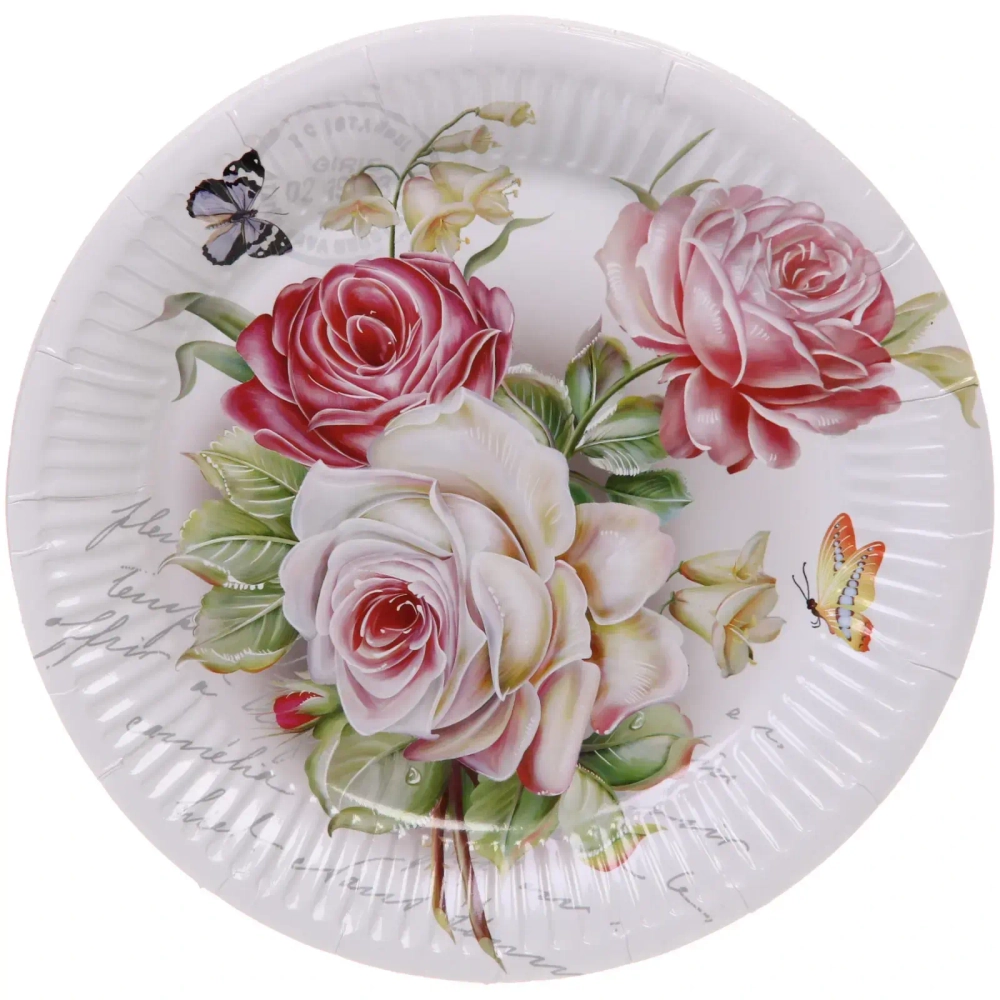 Тарелка бумажная 18 см в наборе 10 шт «Цветы»