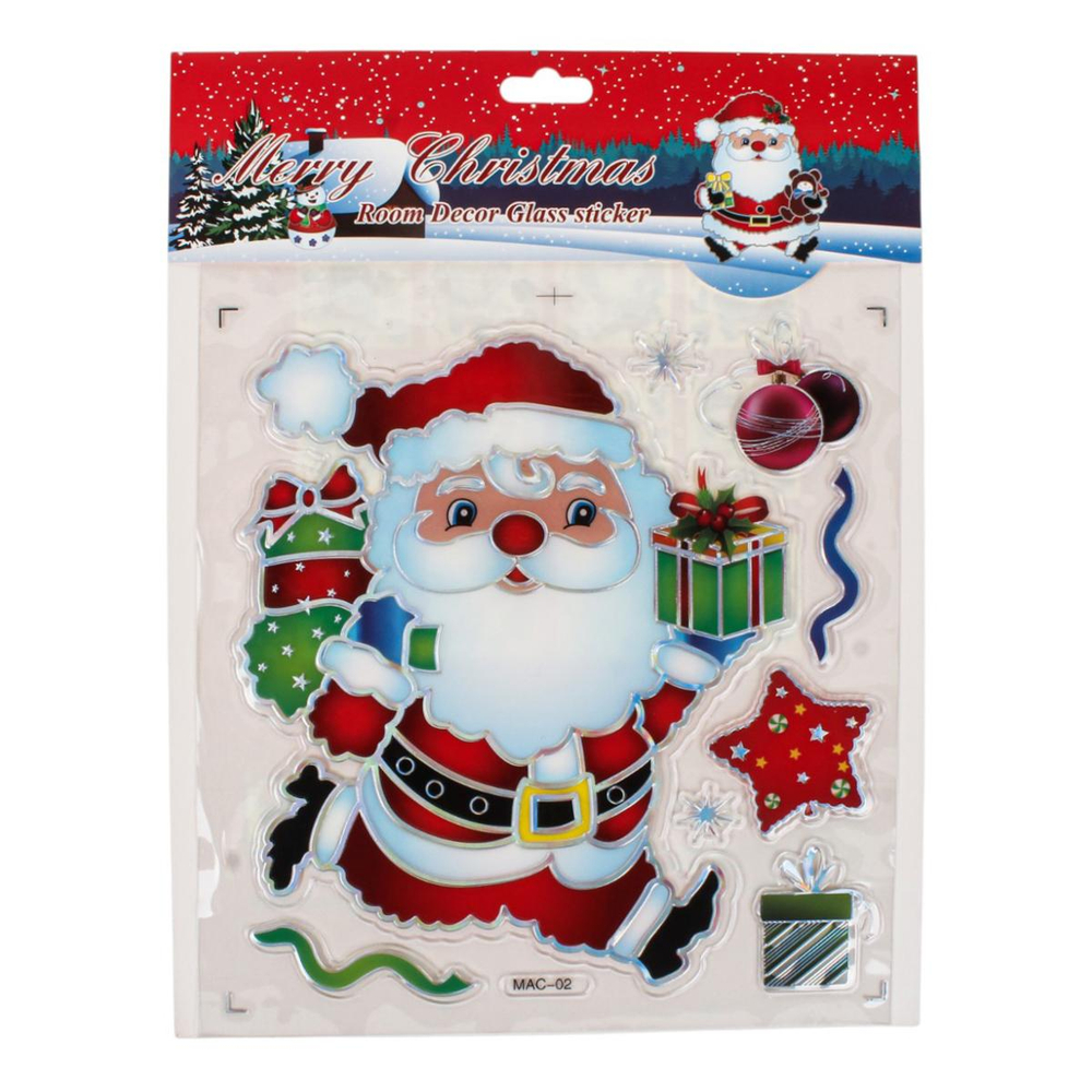 Наклейка новогодняя 21*27 см, 12 видов микс , пакет