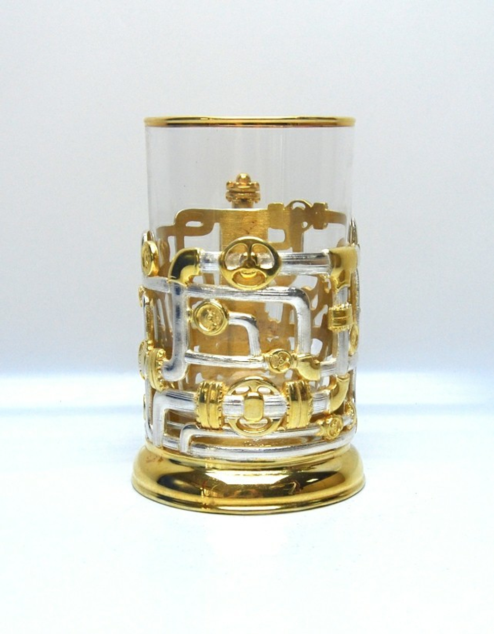 Подстаканник "Трубопровод" с золочением и серебрением