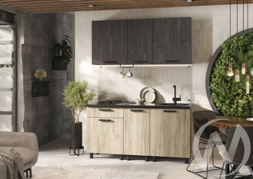 Кухня Эдинбург ЛДСП 1.6 (дуб крафт серый/железный камень)