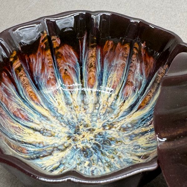 Чашка, керамика в стиле Цзинь Да Чжень, глазурь темная, 80мл