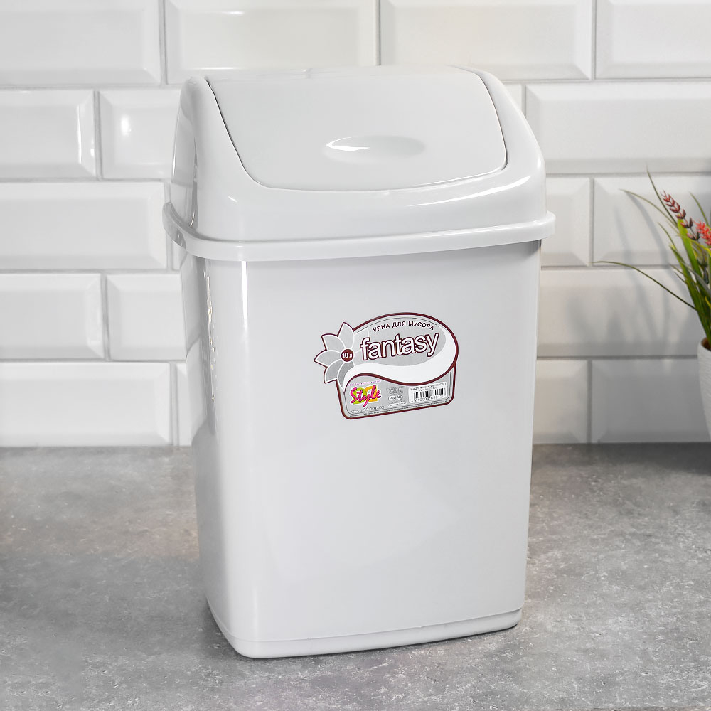 Ведро для мусора 10л "Фантазия", светло серый