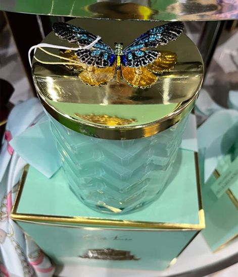 Большая нефритовая свеча "ёлочка" с бабочкой и платком, Cote Noire