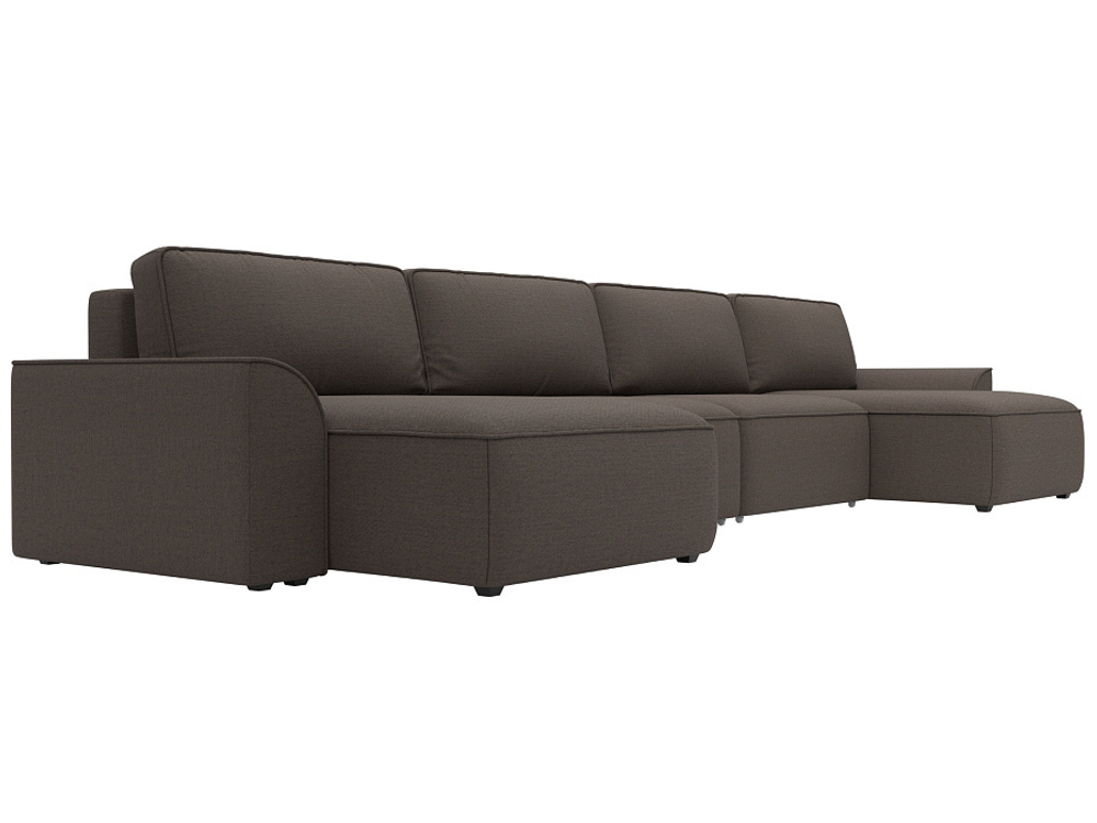 Диван П-образный Лига-048 НПБ лонг, Амур 05 коричневый, Рогожка, 128340