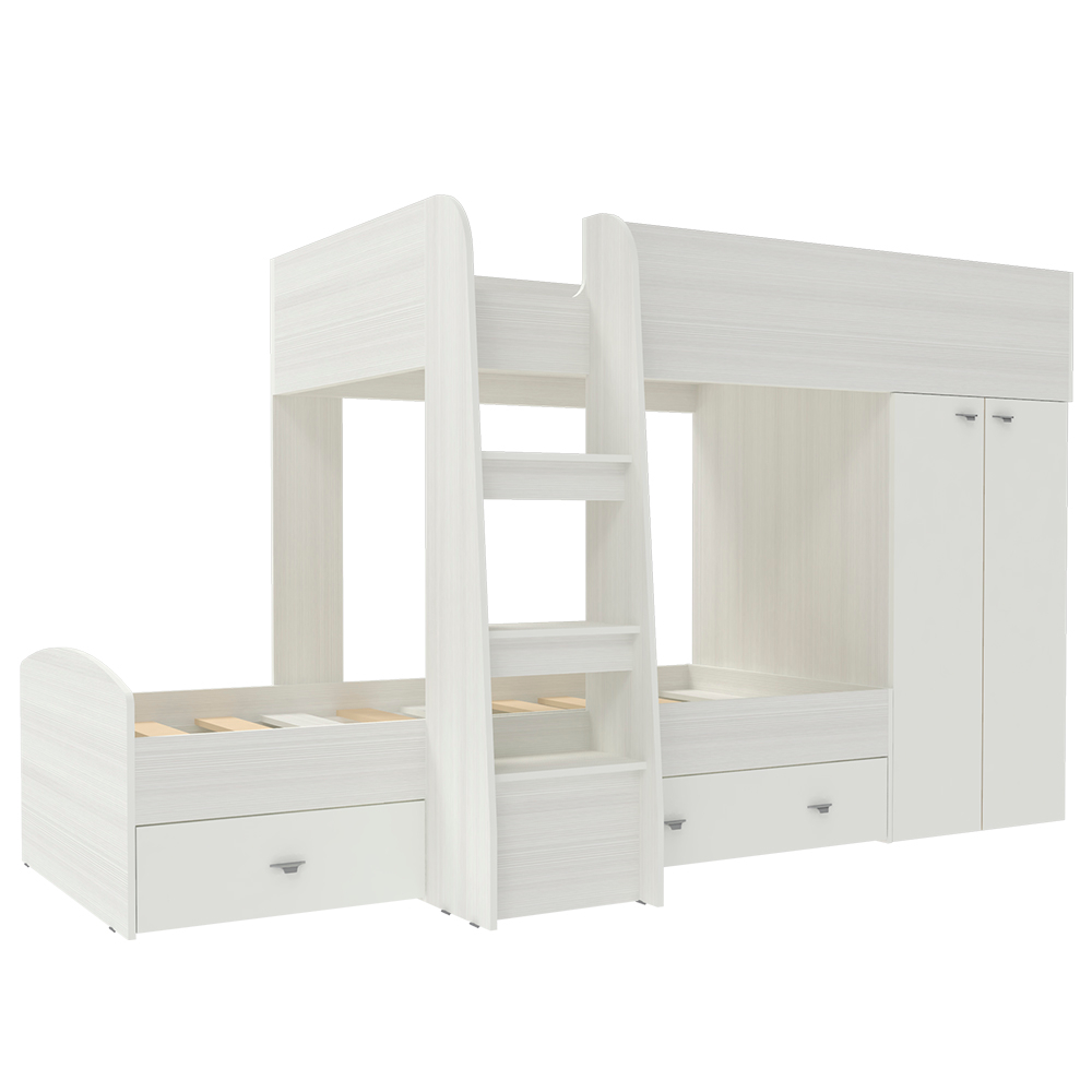 Двухъярусная кровать КарИВи Голден Кидс 2 Белое Дерево Белый