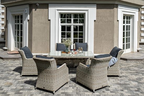 "Неаполь" обеденная группа плетеная из искусственного ротанга, цвет соломенный