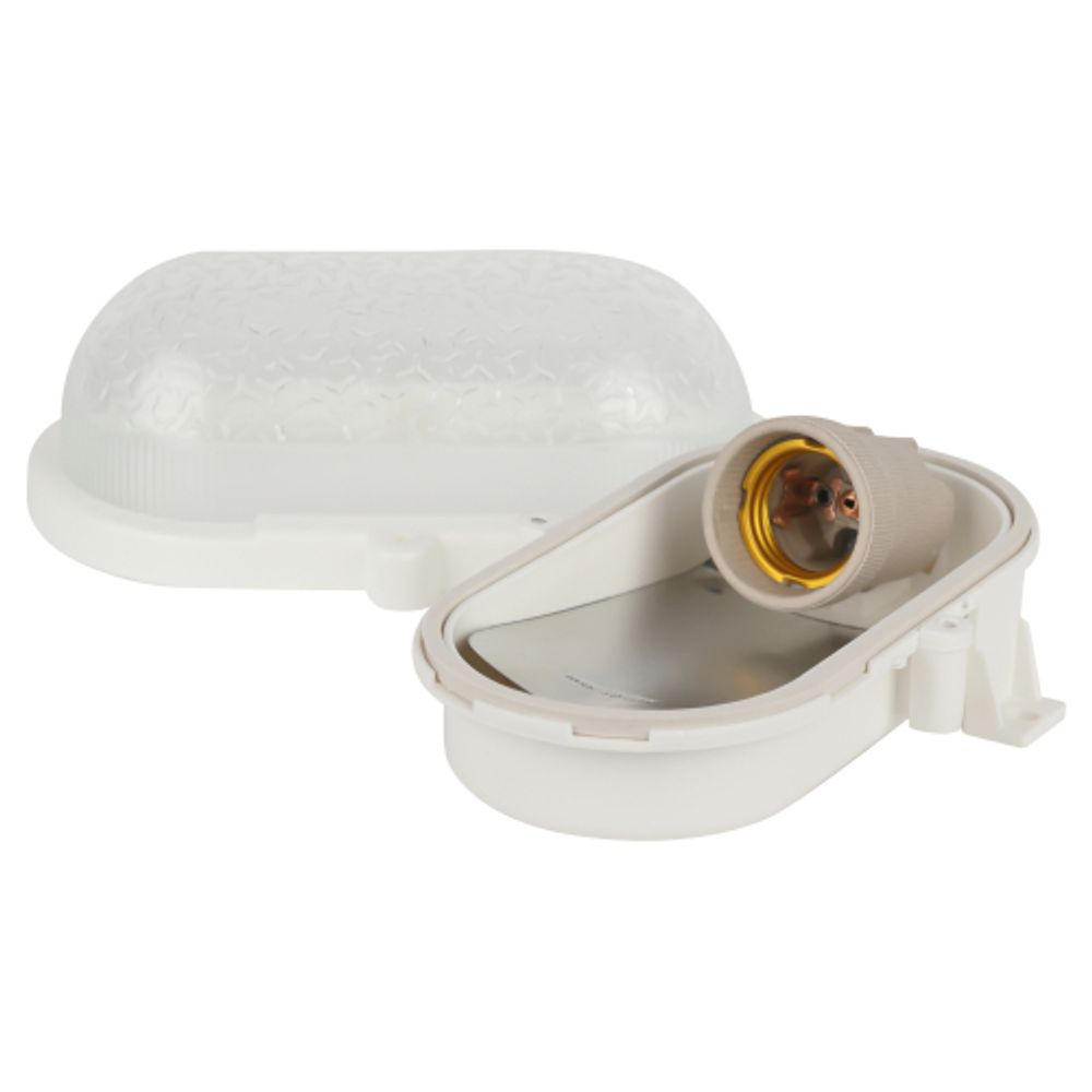 Светильник ЭРА НБП 01-60-012 с ободком Евро пластик / стекло IP53 E27 max 60Вт 185х120х110 овал белый