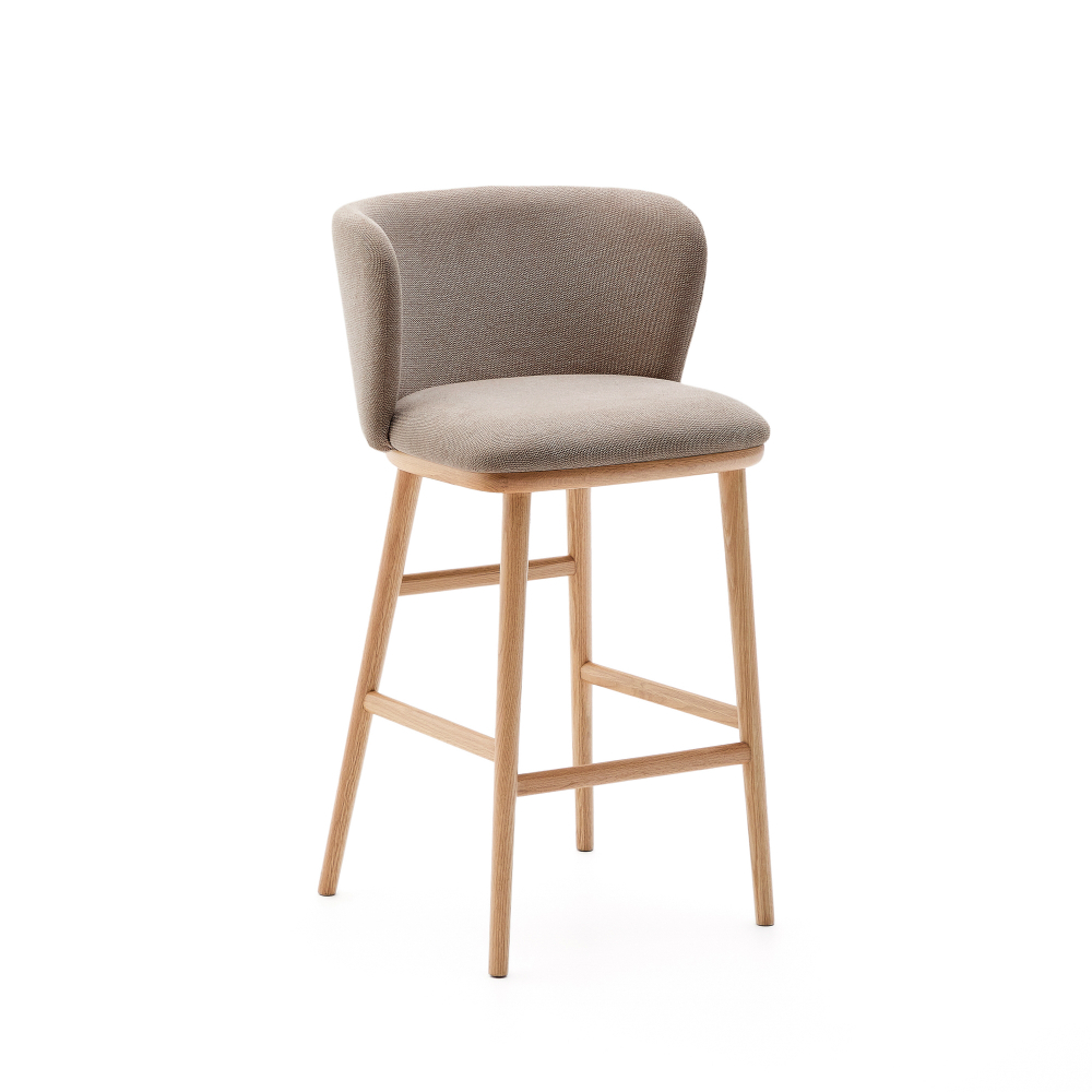 Ciselia Полубарный стул из коричневого шенилла и ясеня в натуральной отделке