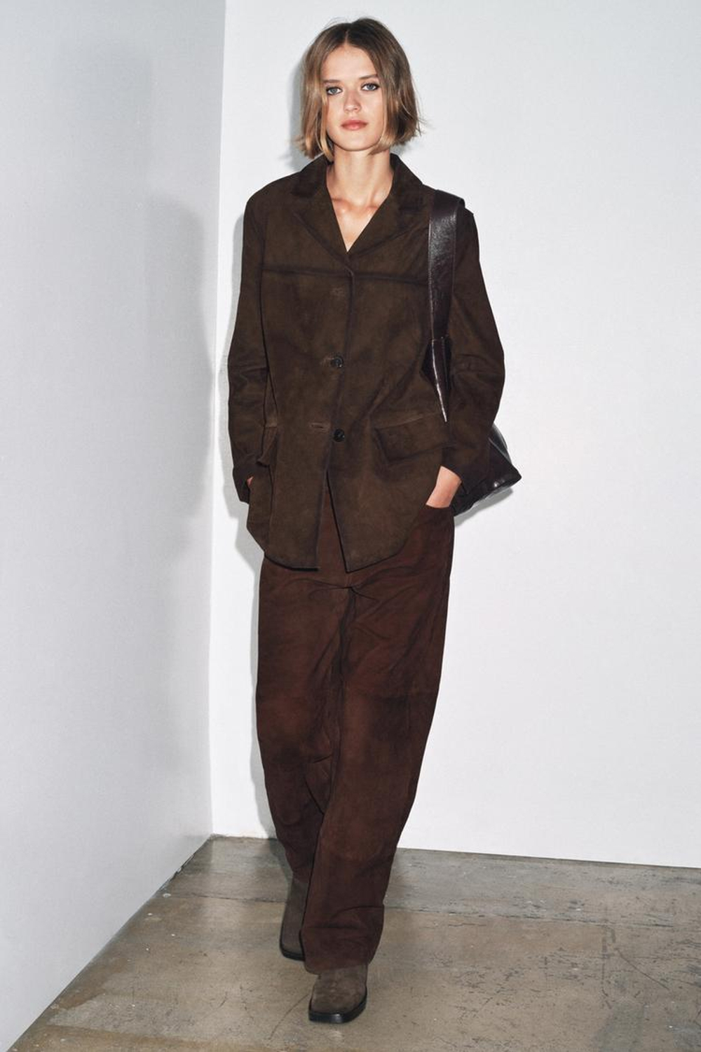 ZARA БЛЕЙЗЕР ИЗ 100% ЗАМШИ — LIMITED EDITION, ШОКОЛАДНЫЙ