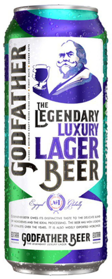 Пиво Годфавэр Вэ Леджендари Лакшари Лагер Бир / Godfather The Legendary Luxury Lager Beer 0.5 - банка