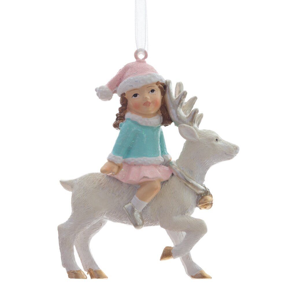GAEM Изделие декоративное подвесное "Мальчик/Девочка на олене", L7 W3,5 H8,5 см, 2в.