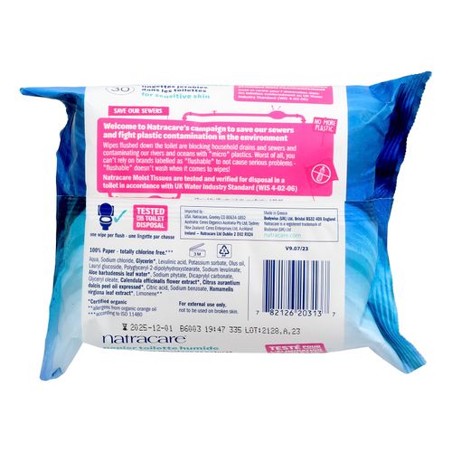 Natracare, Можно смывать, увлажняющие ткани, 30 видов тканей
