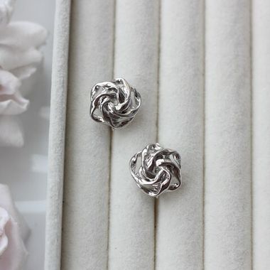 Швензы Плетёный узел 15 мм с английским замком, родий, Ш124