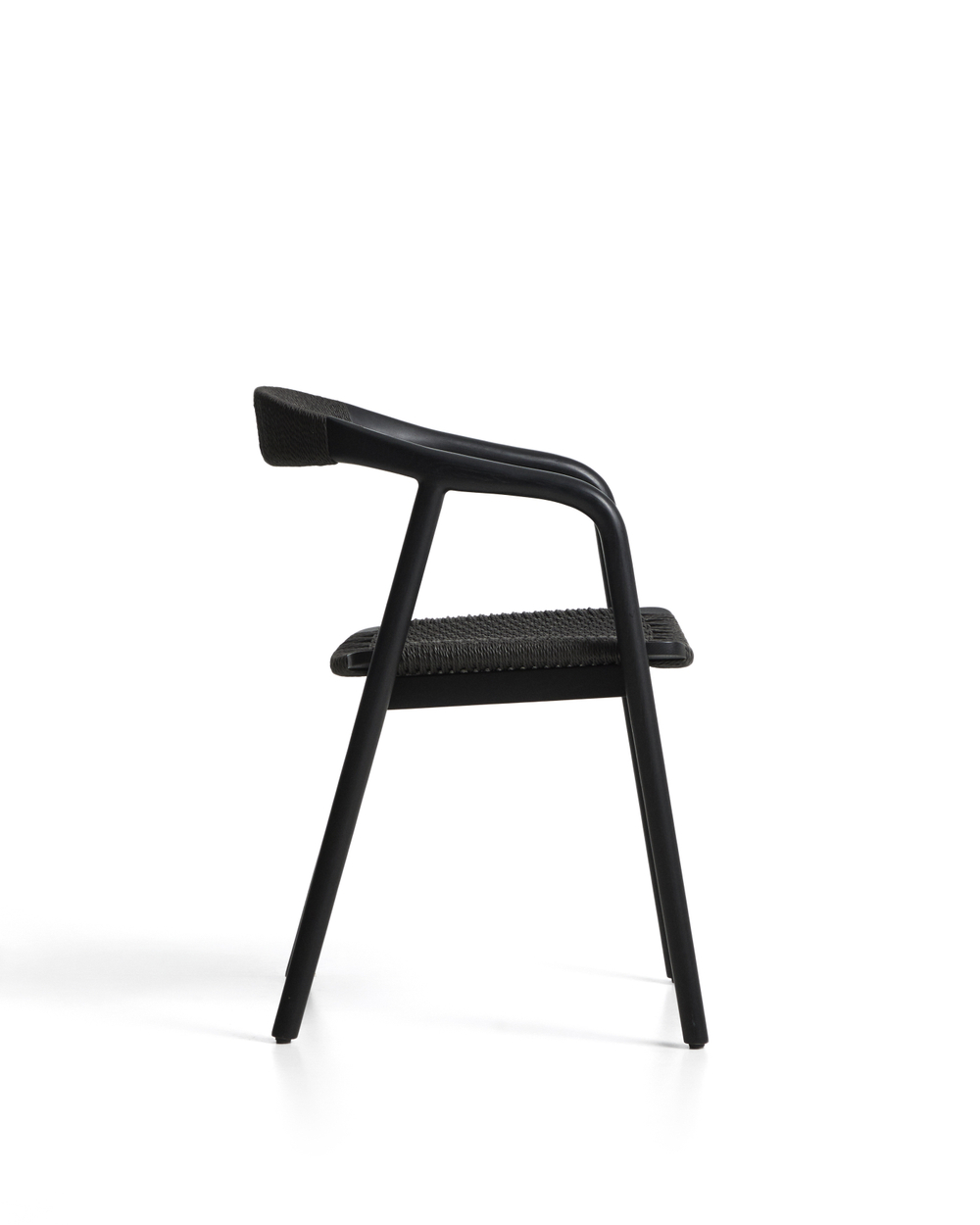 Уличный стул Derile из массива дуба и веревки в черной отделке