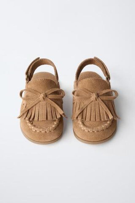 ZARA КОЖАНЫЕ САБО BAREFOOT, КОРИЧНЕВЫЙ