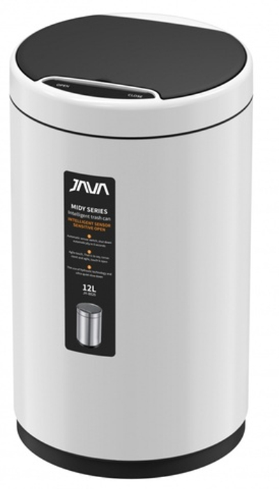 Ведро для мусора СЕНСОРНОЕ (круг. БЕЛЫЙ) 12л. JAVA