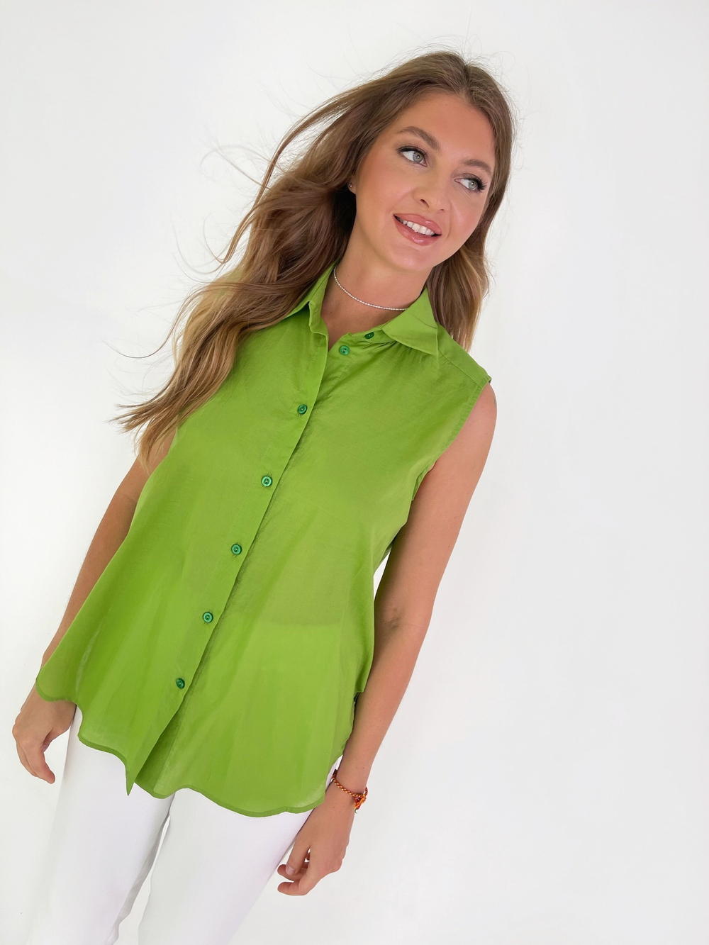 Блуза из батиста зеленая 2