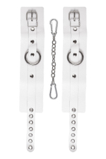 Белые мягкие кожаные оковы с люверсами