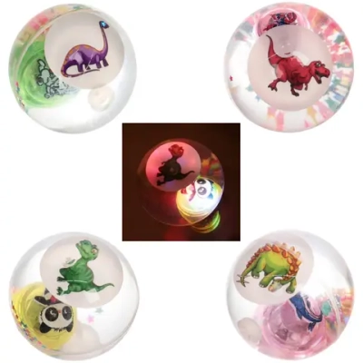 Мяч 6,5 см «Динозаврики» (попрыгун с водой и подсветкой) СТИКЕР НА ВЛОЖЕНИЕ
