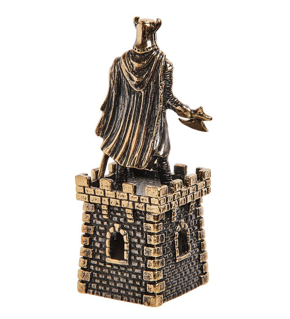 AM-2699 Колокольчик «Крепость Рыцарь с топором» (латунь, янтарь)