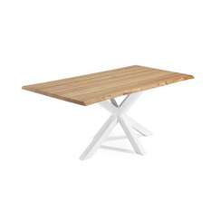Argo Стол с дубовым шпоном натурального цвета и стальными ножками с белой отделкой 160 x 90 см