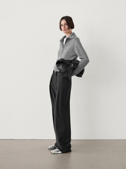 Massimo Dutti Брюки прямого кроя в тонкую полоску, темно-синий