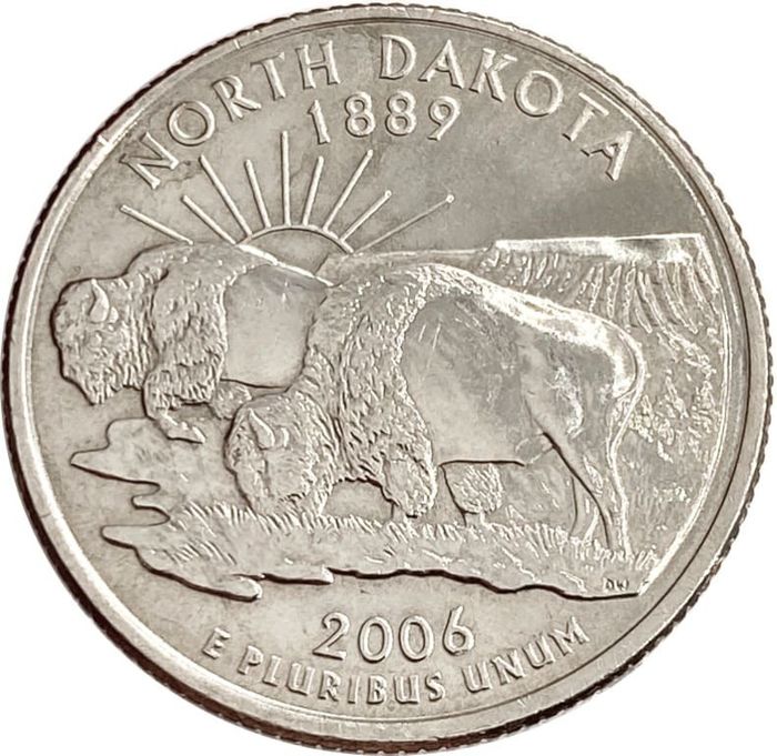 25 центов (1/4 доллара, квотер) 2006 США «Штат Северная Дакота» (D)