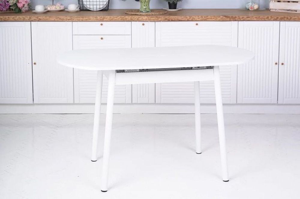 Стол обеденный Кэлли ЛДСП раздвижной каркас белый