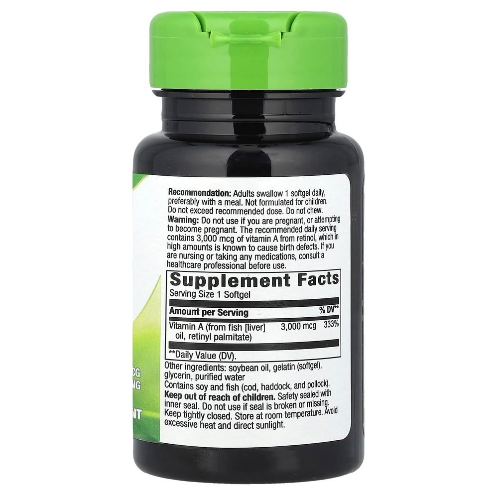 Nature's Way, витамин A, 3000 мкг, 100 мягких таблеток