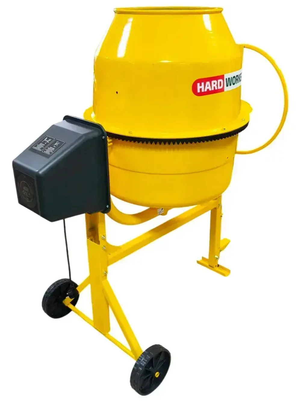 Бетономешалка строительная HARD WORKER СБП200П, бетоносмеситель электрический 1000 Вт, с педалью, полиамидный венец