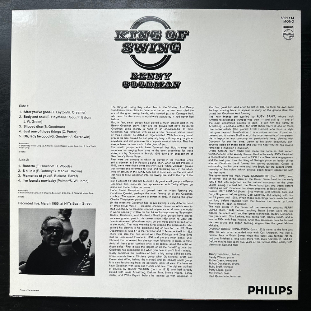 Benny Goodman - King Of Swing (Голландия 1980г.)