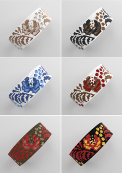 Схема PEYOTE, Схема браслета мозаичное плетение, узор из Miyuki Delica 11/0, файл PDF, №445